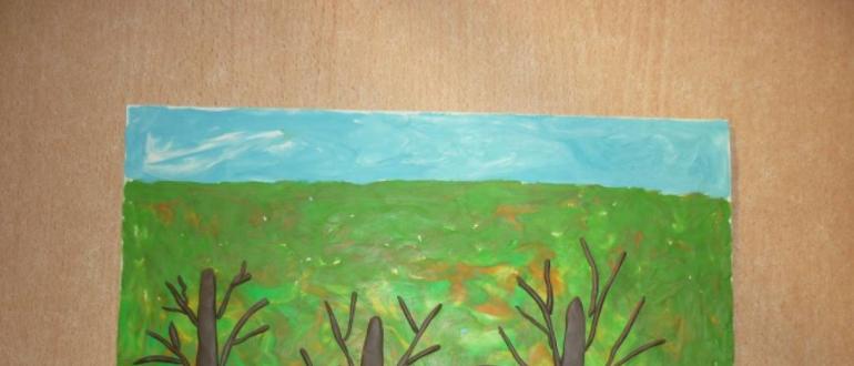 Аппликация из пластилина на тему «Осень золотая»: идеи для детей Картина из пластилина осень золотая краски разводила